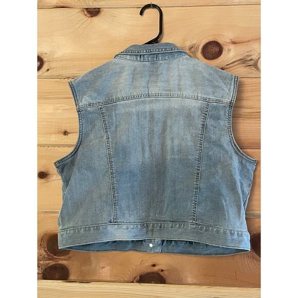 Versona Women's Denim Jean Vest. Button down. Boho Biker Festival. XL - Picture 4 of 7